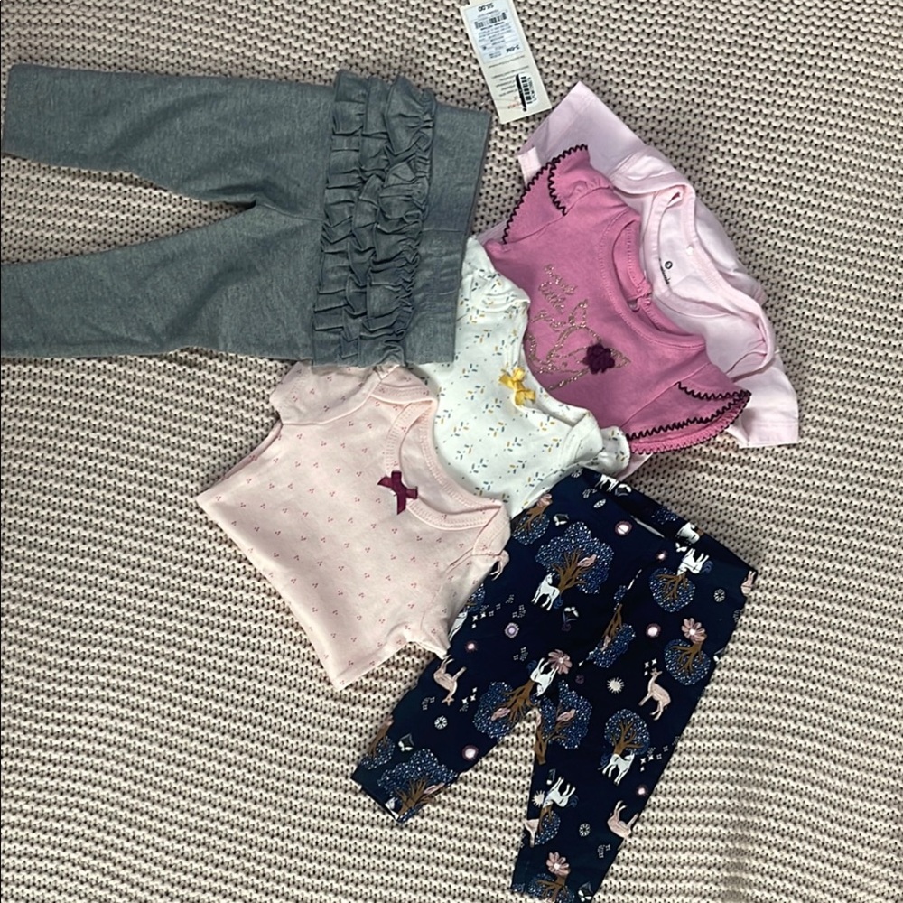 Baby Girl Clothing with Ruffle Pants and Printed Tops
